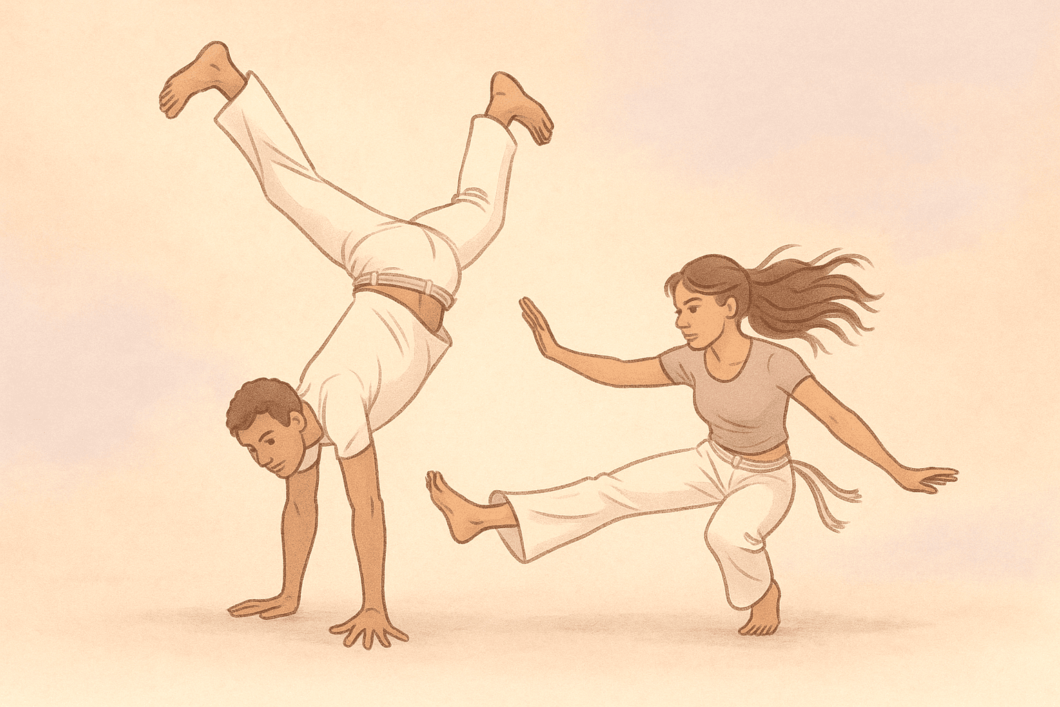 Illustration of a dance couple dancing Capoeira